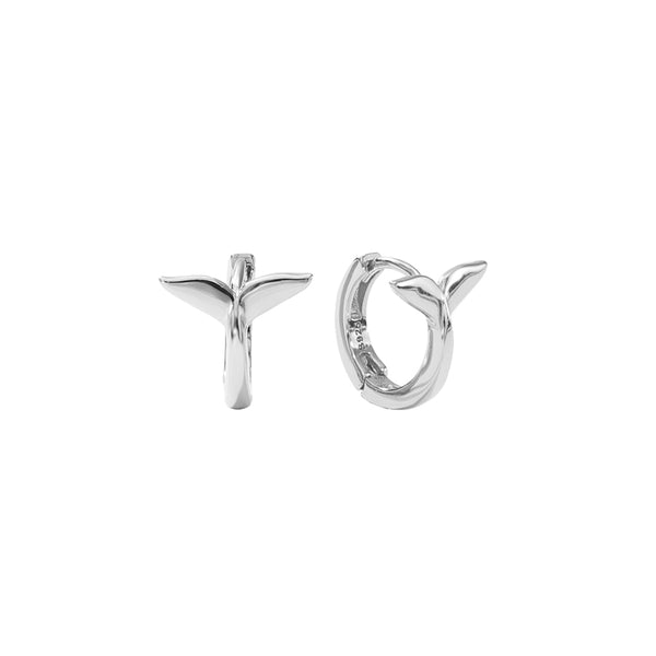 FE2935 925 Sterling Silver Fishtail Hoop Earrings