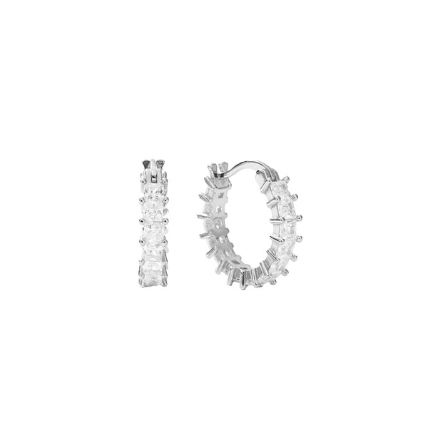 FE2933 925 Sterling Silver Luxury CZ Hoop Earring