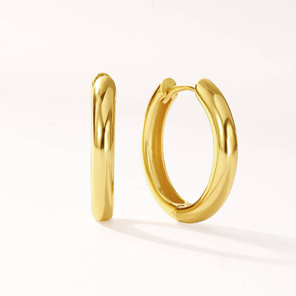 FE3480 Simple High Polish Huggie Hoop Earring