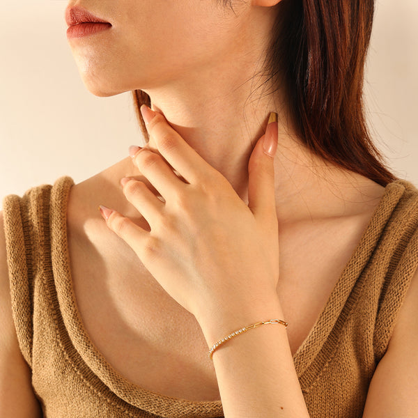 VFS0041 925 Sterling Silver Cubic Zirconia Tennis Women Bracelets