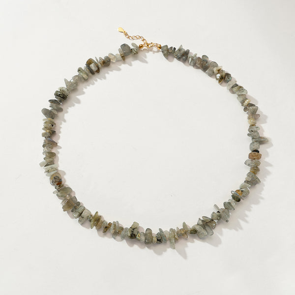 PN0167 925 Sterling Silver Labradorite Chip Necklace