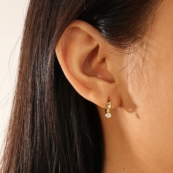 FE2096 925 Sterling Silver Eye Cubic Zirconia Hoop Earrings