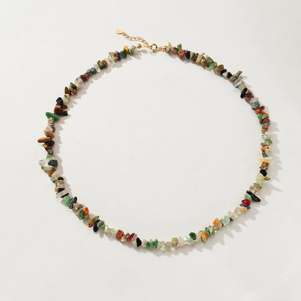 PN0164 925 Sterling Silver Colorful Stone Clavicle Necklace