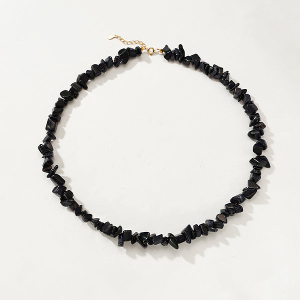 PN0163 925 Sterling Silver Black Stone Clavicle Necklace