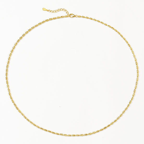 FX1287 925 Sterling Silver Gold Beaded Women Chain Necklaces