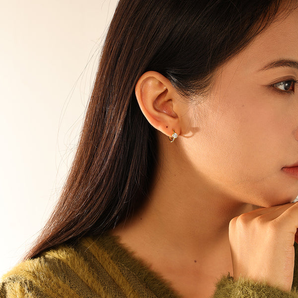 FE3167 Bezel Setting CZ Hoop Earring