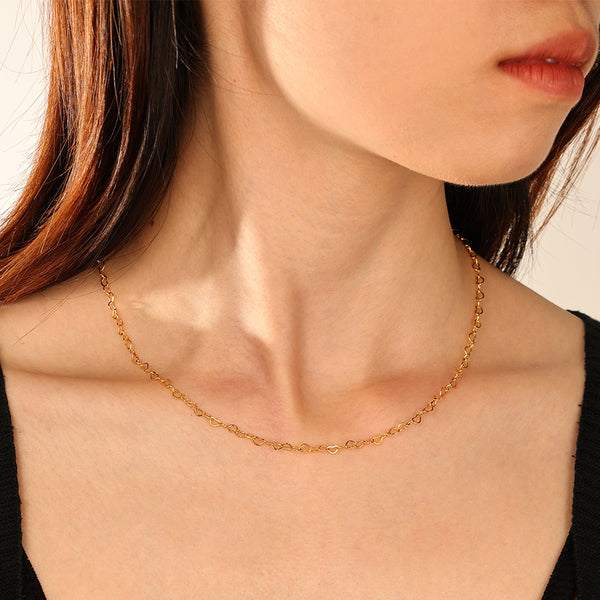 FX1289 925 Sterling Silver Heart Chain Necklace For Women