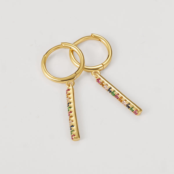 FE2230 925 Sterling Silver Colorful Bar Dangle Earrings