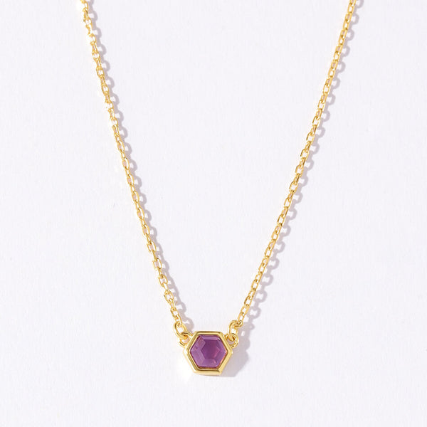 VFX0245 Hexagon Birthstone Pendant Necklace