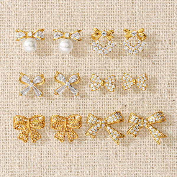 FE3506 Pave CZ Bowknot Stud Earrings