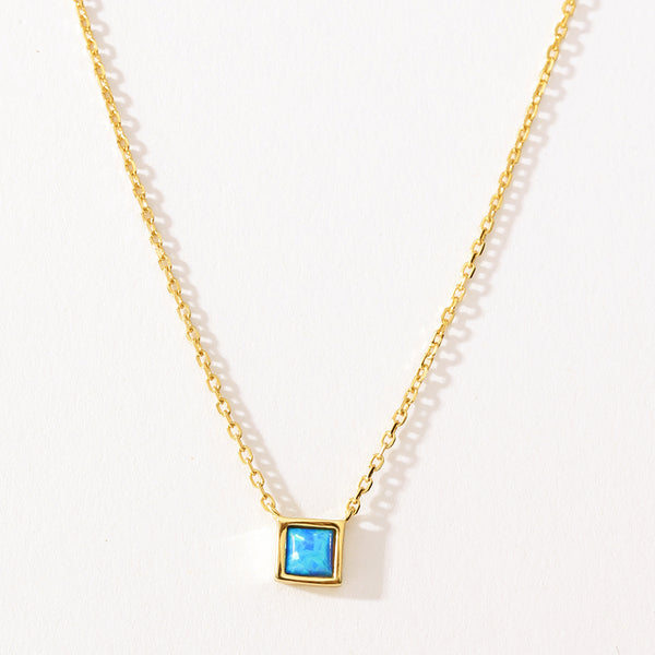 VFX0277 Princess Cut Square Opal Women Necklace
