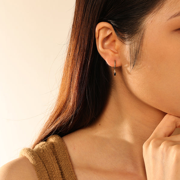 FE2759 Blue Turquoise Colorful Stone Dangle Hoop Earrings