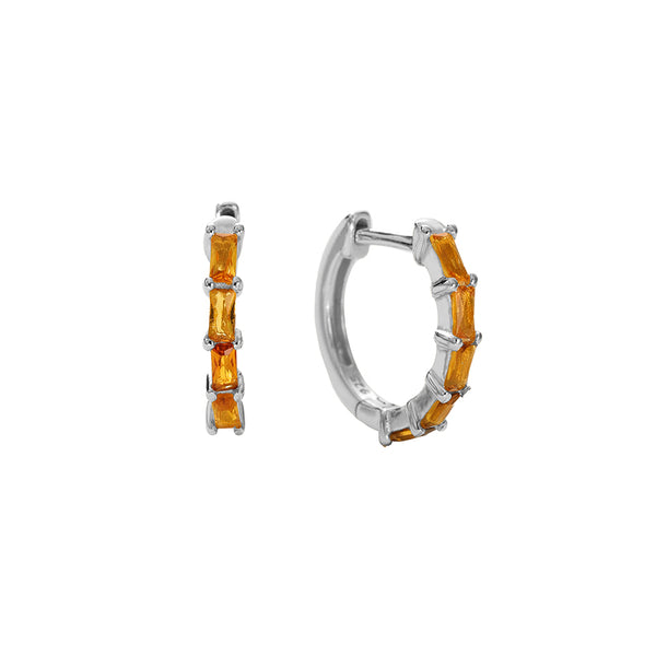 FE2846 925 Sterling Silver Pave Diamond CZ Hoop Earrings