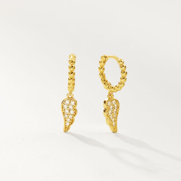 FE2876 925 Sterling Silver Crystal Wigs Dangle Hoop Earrings