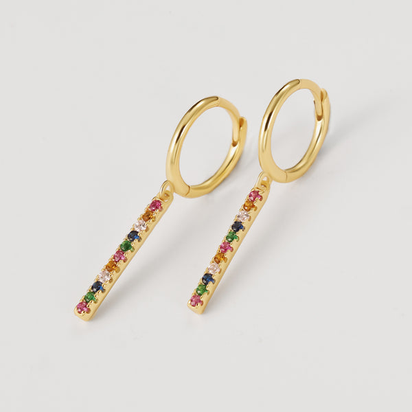 FE2230 925 Sterling Silver Colorful Bar Dangle Earrings