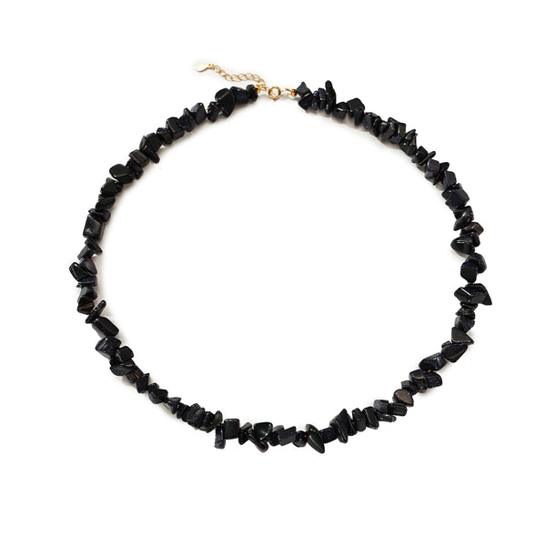 PN0163 925 Sterling Silver Black Stone Clavicle Necklace