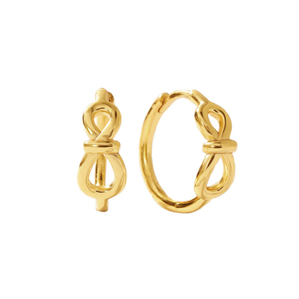 FE3490 High Polish Bowknot Hoop Earrings