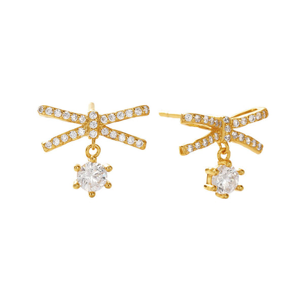 FE3508 Pave Cubic Zirconia Bowknot Stud Earrings