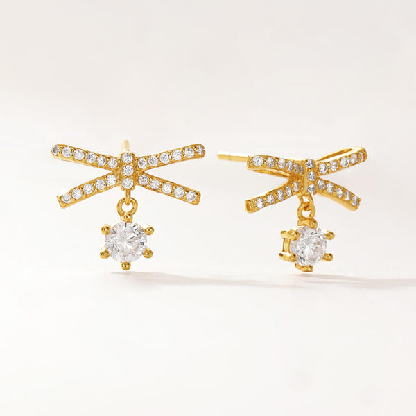 FE3508 Pave Cubic Zirconia Bowknot Stud Earrings