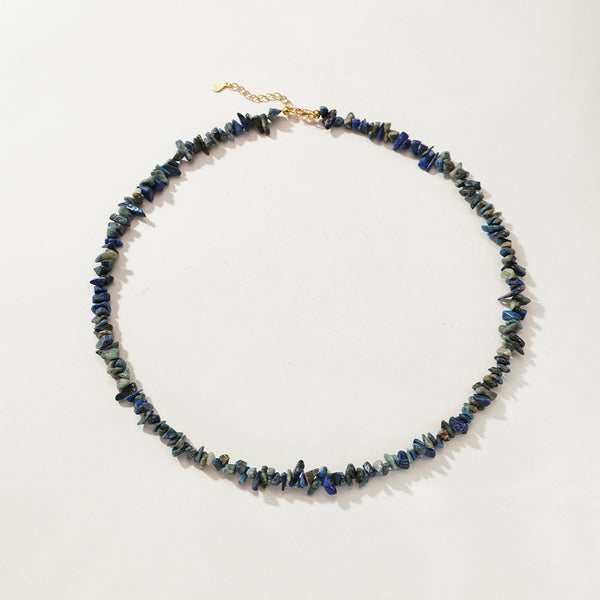 PN0159 925 Sterling Silver Authentic Lapis Chip Necklace