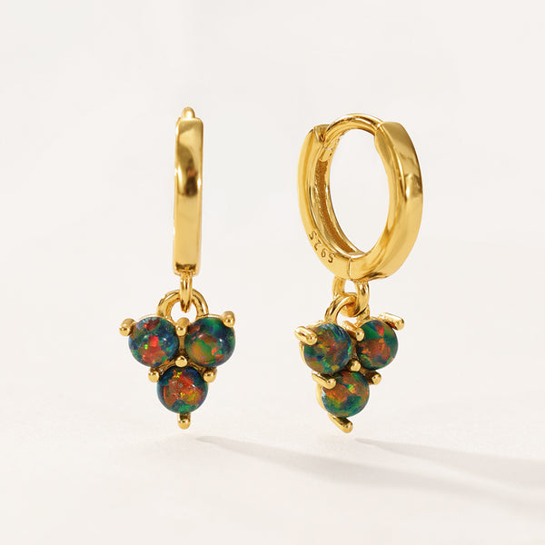 VFE0271 Colorful Opal Trio Dangle Hoop Earring