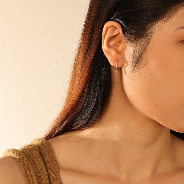 FE2759 Blue Turquoise Colorful Stone Dangle Hoop Earrings