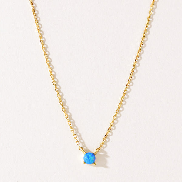 VFX0279 Minimalist Opal Pendant Necklace