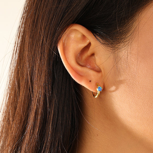 FE3128 Opal & Oubo Hoop Earrings
