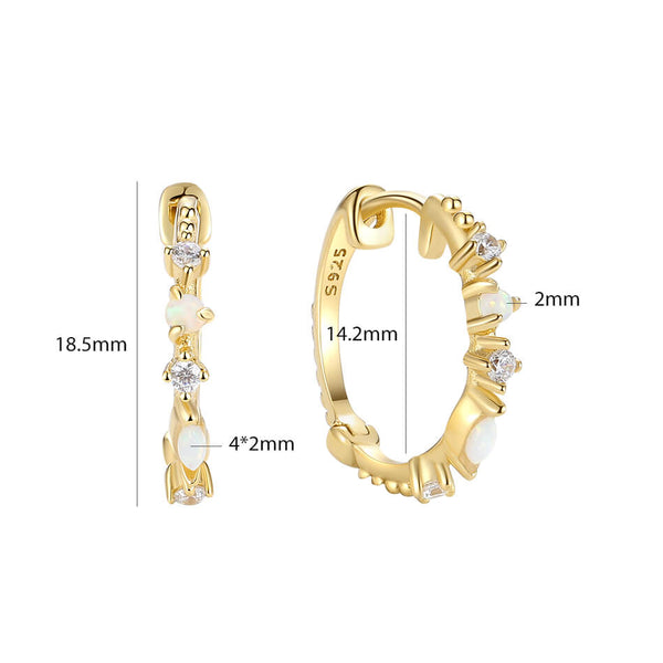 VFE0331 Minimalist Opal & CZ Thin Hoop Earring