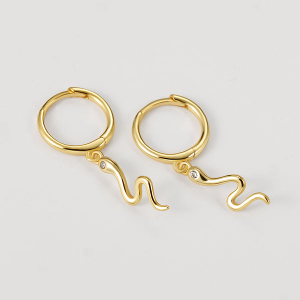 FE2242 925 Sterling Silver Snake Dangle Earrings