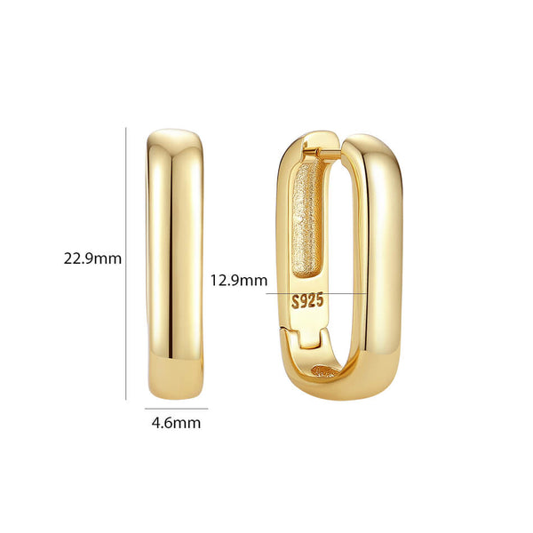 VFE0306 High Polish Geometric Rectangle Huggie Hoop Earring