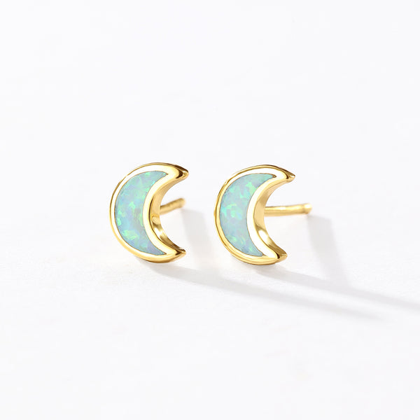 VFE0268 Crescent Moon Opal Stud Earrings