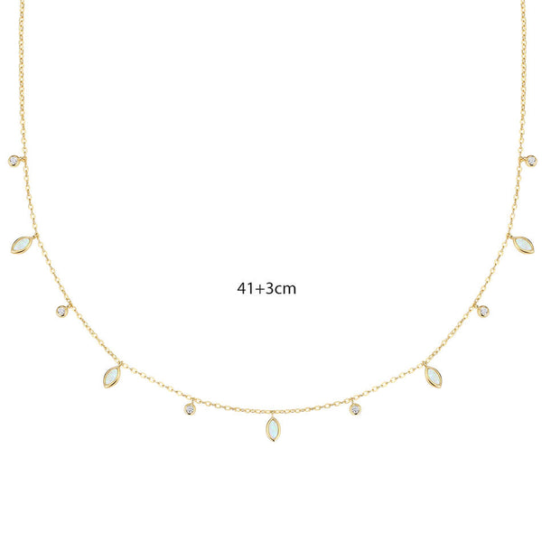 VFX0309 Waterdrop Opal Cubic Zirconia Layered Necklace