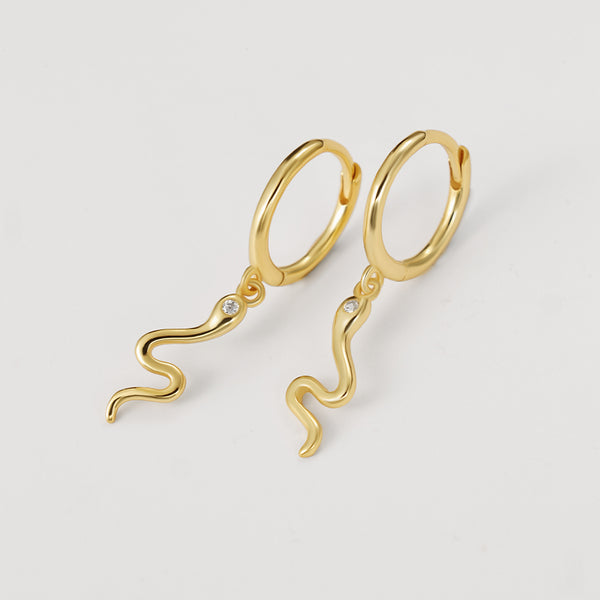 FE2242 925 Sterling Silver Snake Dangle Earrings