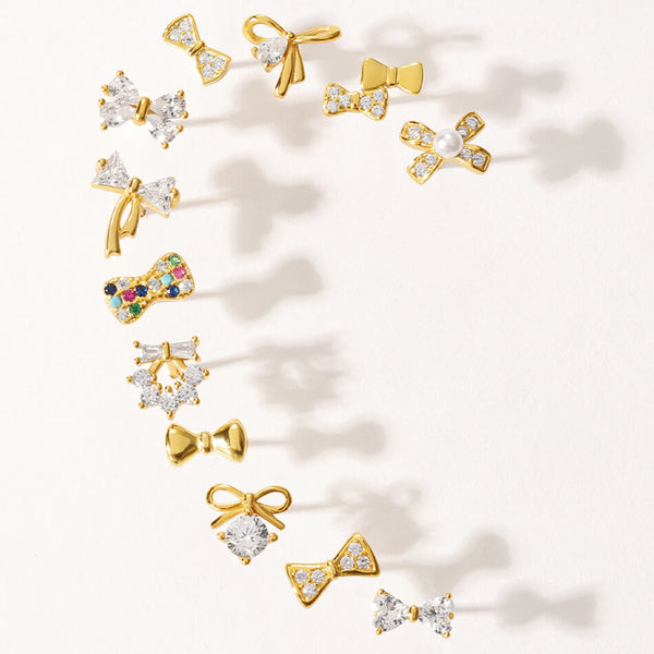 FE3499 Mini CZ Bow Stud Earrings