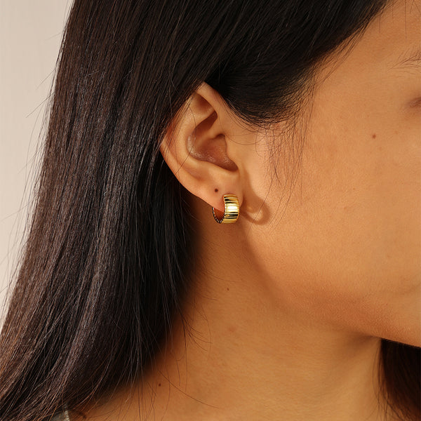 FE2072 925 Sterling Silver Charlotte Bold Hoop Earrings