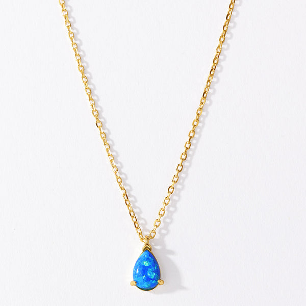 VFX0280 Waterdrop Pear Cut Opal Pendant Necklace
