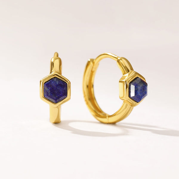 VFE0240 Birthstone Hexagon Huggie Hoop Earring