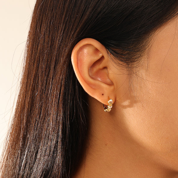 VFE0053 Bezel Set Moonstone Hoop Earrings