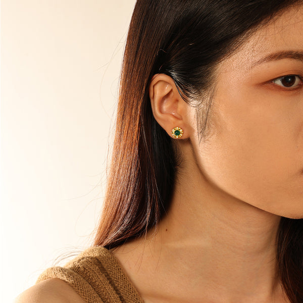 FE2877 925 Sterling Silver CZ Opal Flower Stud Earrings