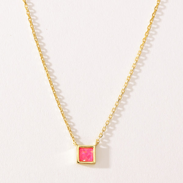 VFX0277 Princess Cut Square Opal Women Necklace