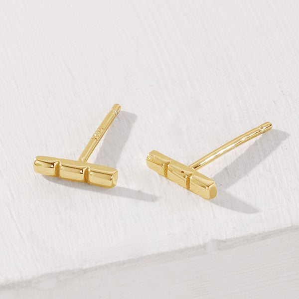 FE2045 925 Sterling Silver Rectangle Stripes Bar Stud Earrings
