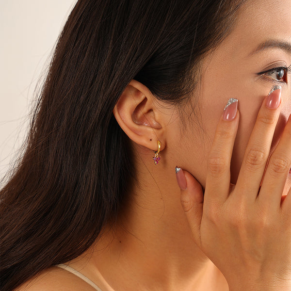 VFE0271 Colorful Opal Trio Dangle Hoop Earring