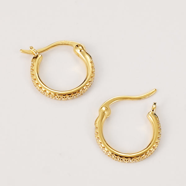 FE2202 925 Sterling Silver Classic Cubic Zirconia Huggie Hoop Earrings