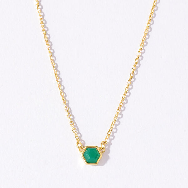 VFX0245 Hexagon Birthstone Pendant Necklace