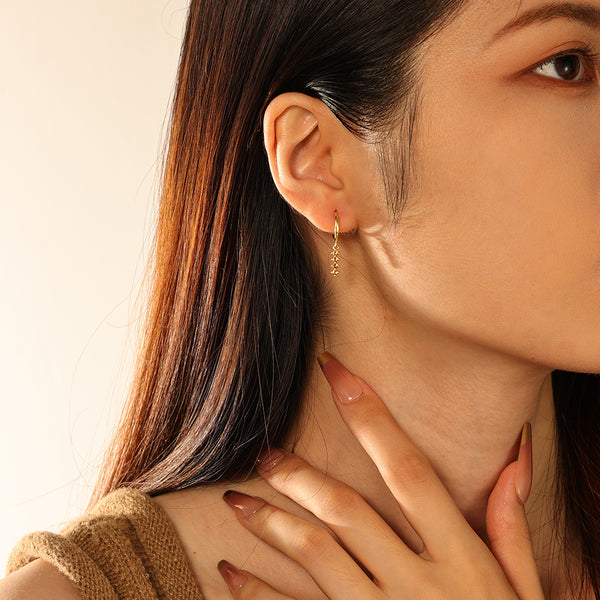 FE2745 925 Sterling Silver Multicolored Zirconia Dangle Hoop Earrings