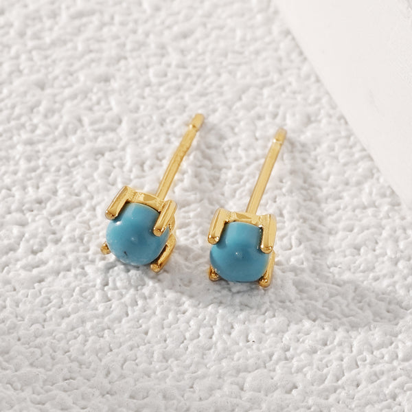 FE2043 Turquoise Claw Set Stud Earrings