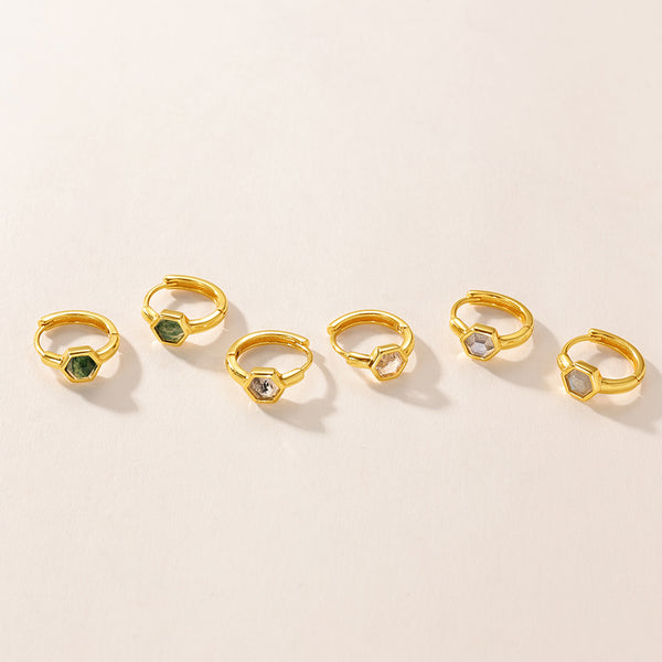 VFE0240 Hexagon Natural Stone Earrings