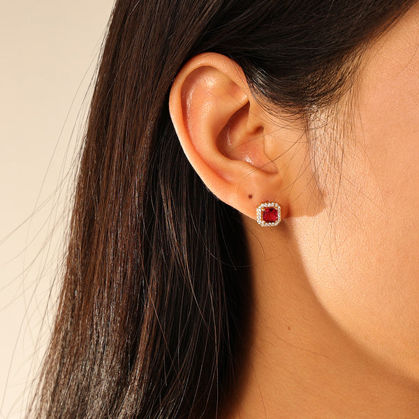 FE2761 925 Sterling Silver Luxury Colorful CZ Stud Earring