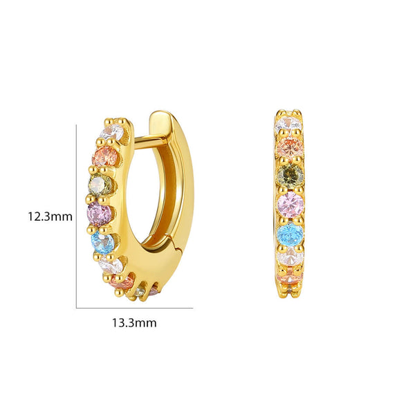 VFE0436 Multicolor Rainbow CZ Stone Hoop Earrings
